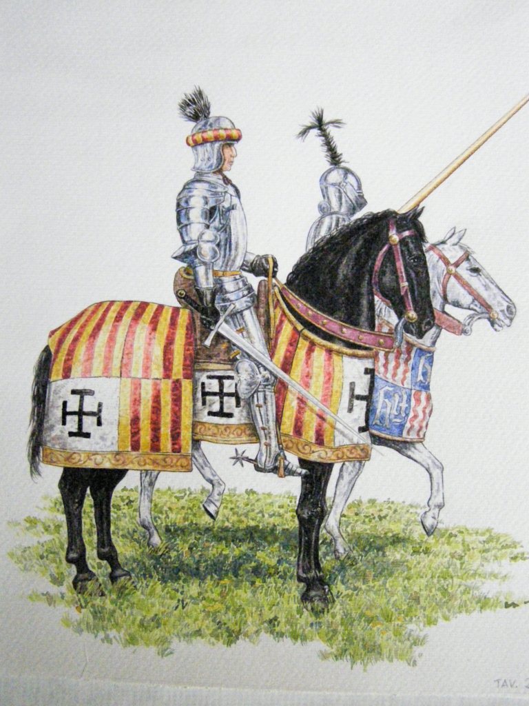 alfonso d'aragona e cavaliere montefeltrino watercolour end pencil